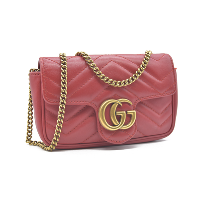 $1550 Gucci Leather Marmont Super Mini Red Crossbody CONSIGNMENT