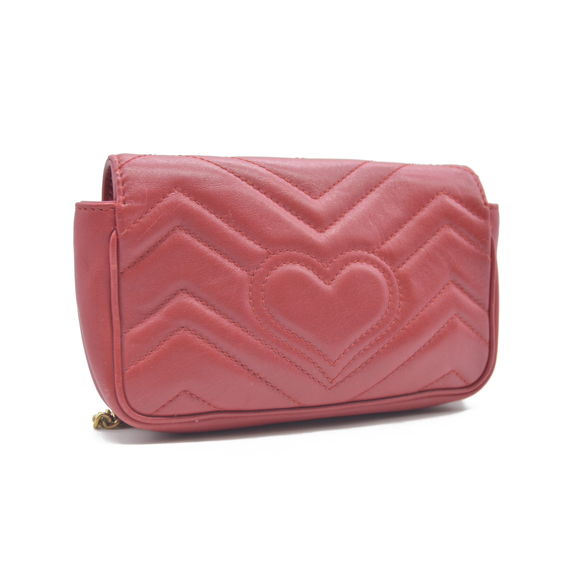$1550 Gucci Leather Marmont Super Mini Red Crossbody CONSIGNMENT