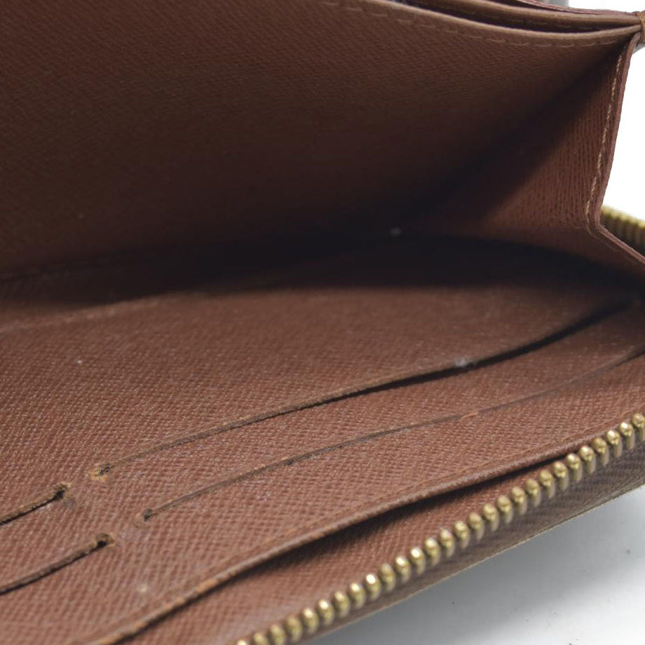 $915 Louis Vuitton Monogram Zippy Zip Around Long Wallet Purse Brown CA4078