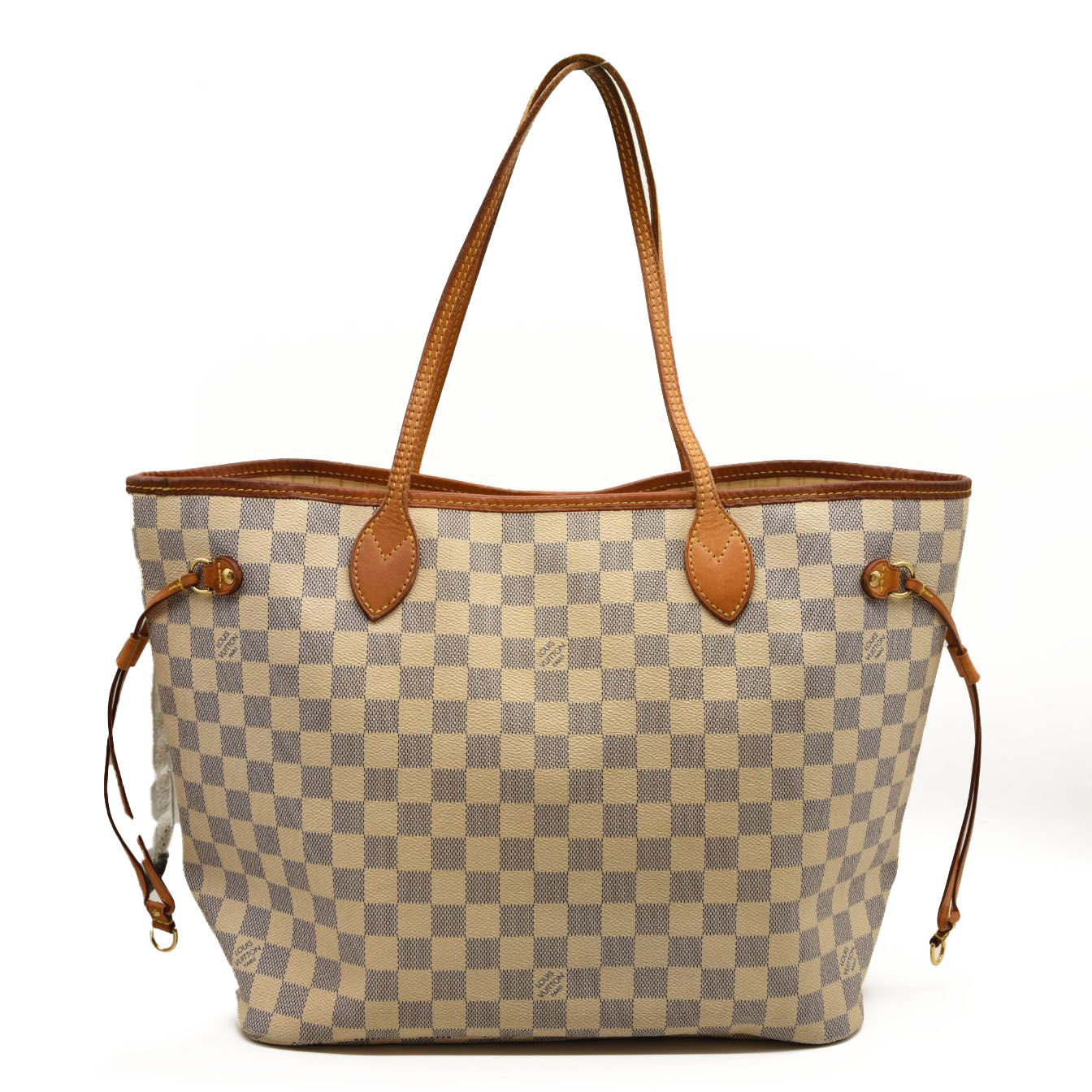 LOUIS VUITTON Neverfull MM Damier Tote Bag N51107 Azur Damier Canvas