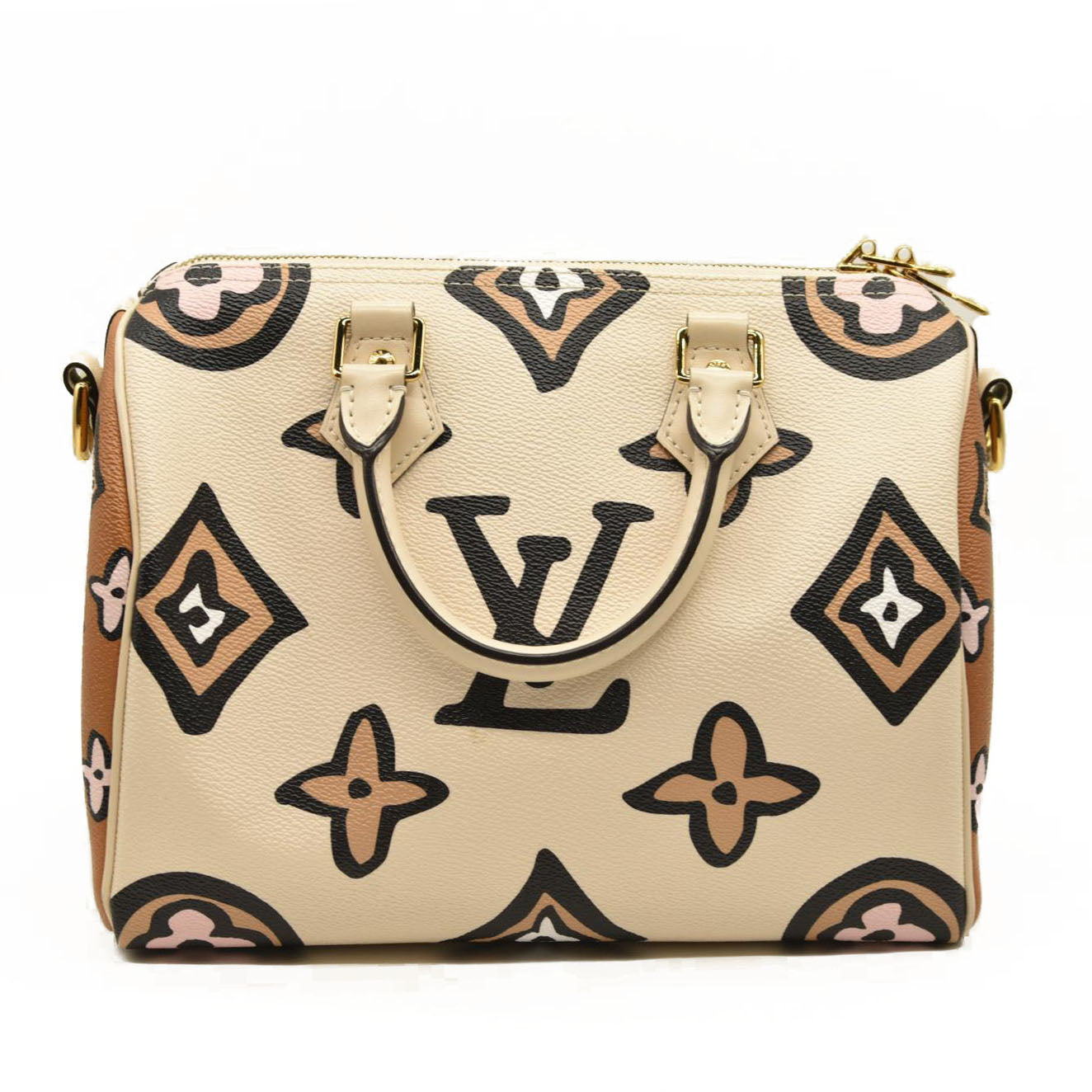LOUIS VUITTON Monogram Giant Wild At Heart Speedy Bandouliere 25 Creme RFID