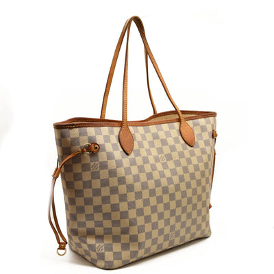 LOUIS VUITTON Neverfull MM Damier Tote Bag N51107 Azur Damier Canvas