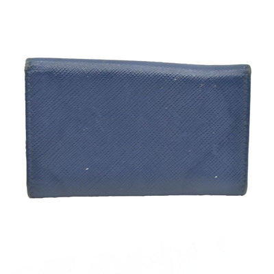 PRADA Logo Saffiano Leather 6 Ring Key Case Navy blue