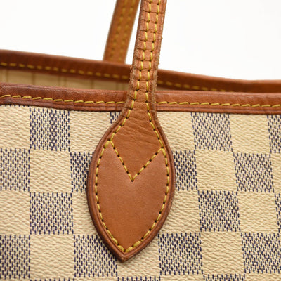 LOUIS VUITTON Neverfull MM Damier Tote Bag N51107 Azur Damier Canvas