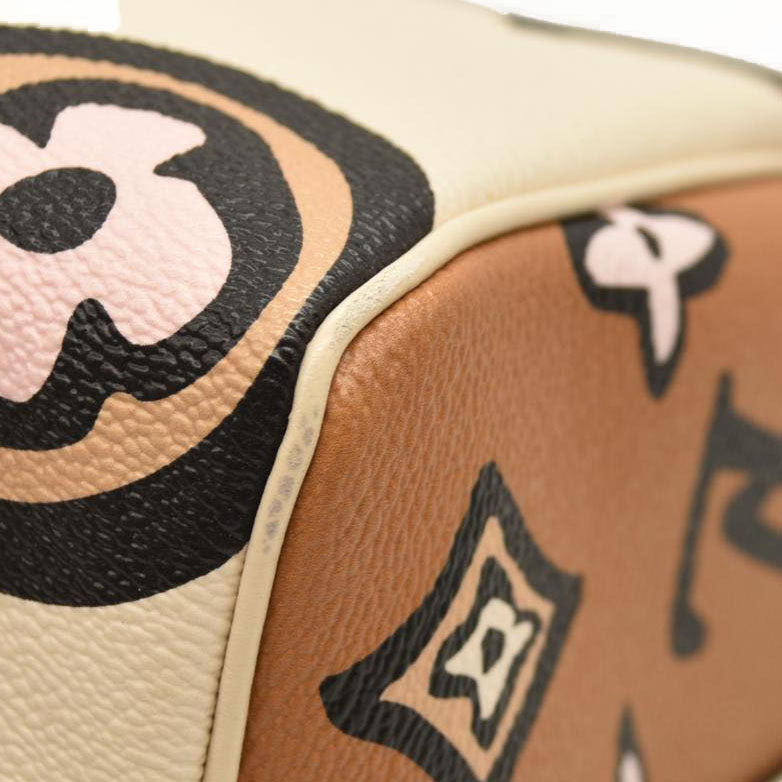 LOUIS VUITTON Monogram Giant Wild At Heart Speedy Bandouliere 25 Creme RFID