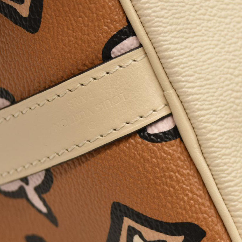 LOUIS VUITTON Monogram Giant Wild At Heart Speedy Bandouliere 25 Creme RFID