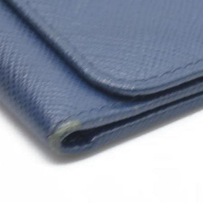 PRADA Logo Saffiano Leather 6 Ring Key Case Navy blue