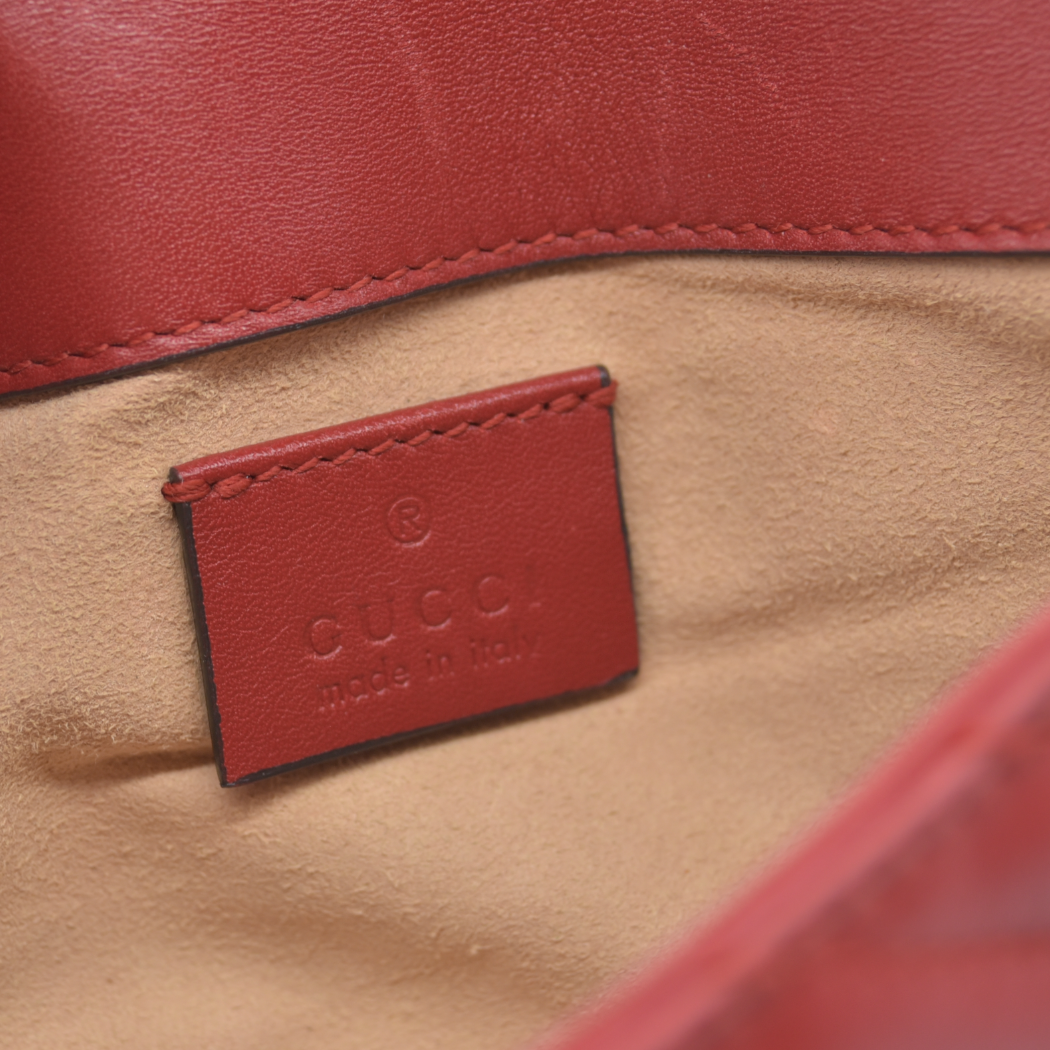$1550 Gucci Leather Marmont Super Mini Red Crossbody CONSIGNMENT