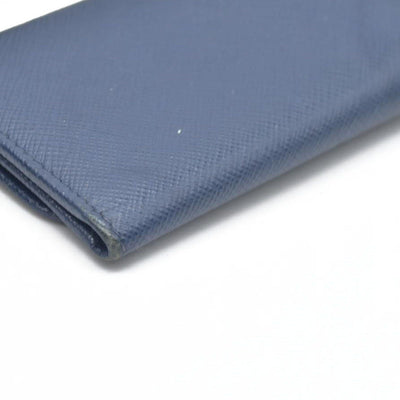 PRADA Logo Saffiano Leather 6 Ring Key Case Navy blue