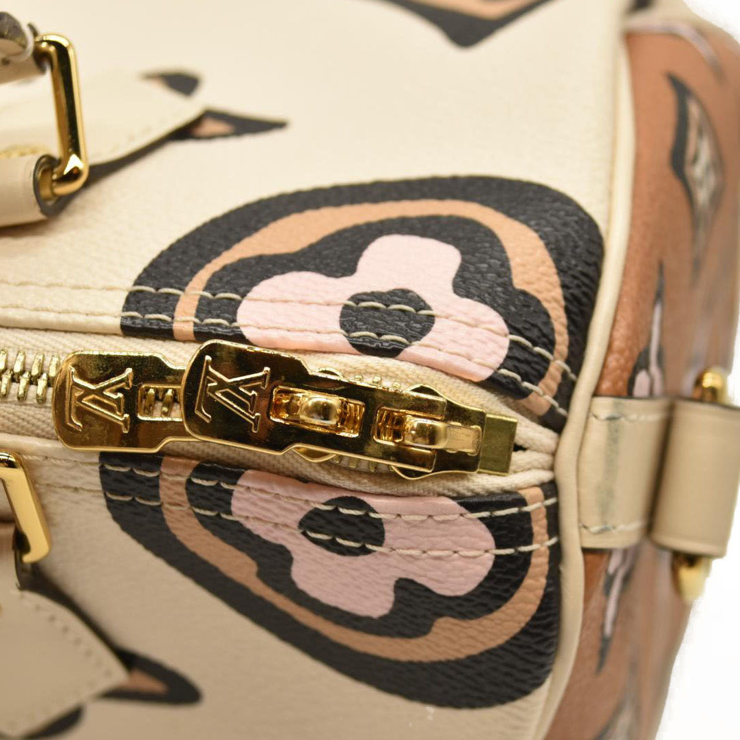 LOUIS VUITTON Monogram Giant Wild At Heart Speedy Bandouliere 25 Creme RFID