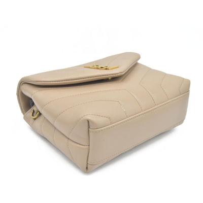 $1990 2021 SAINT LAURENT Calfskin Y Quilted Monogram Toy Loulou Crossbody Bag Beige