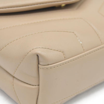 $1990 2021 SAINT LAURENT Calfskin Y Quilted Monogram Toy Loulou Crossbody Bag Beige
