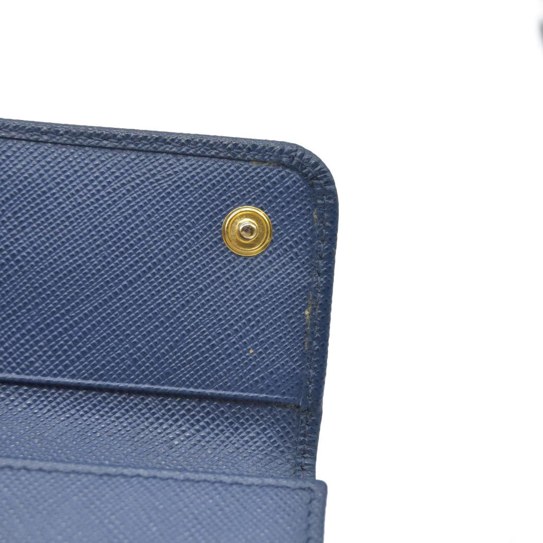 PRADA Logo Saffiano Leather 6 Ring Key Case Navy blue