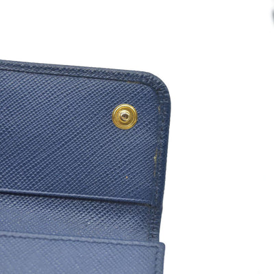 PRADA Logo Saffiano Leather 6 Ring Key Case Navy blue