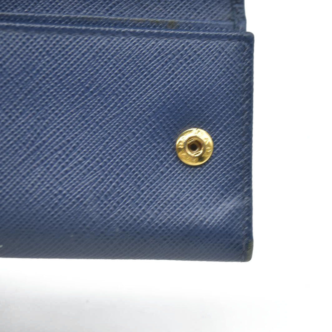 PRADA Logo Saffiano Leather 6 Ring Key Case Navy blue