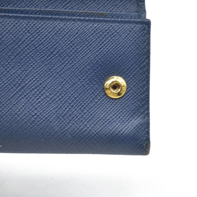PRADA Logo Saffiano Leather 6 Ring Key Case Navy blue