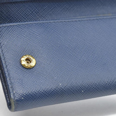 PRADA Logo Saffiano Leather 6 Ring Key Case Navy blue