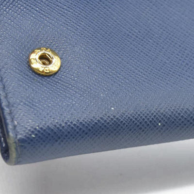 PRADA Logo Saffiano Leather 6 Ring Key Case Navy blue