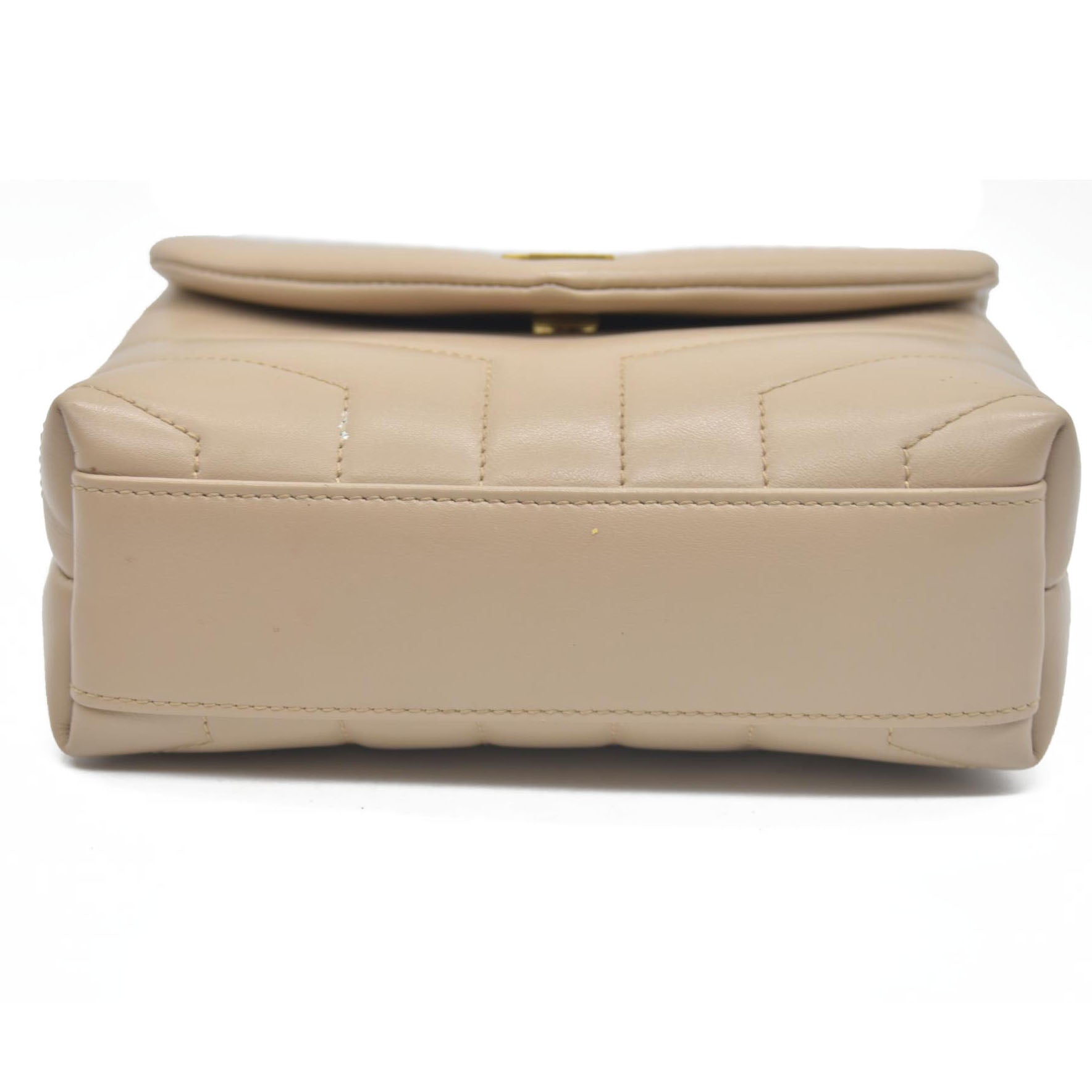 $1990 2021 SAINT LAURENT Calfskin Y Quilted Monogram Toy Loulou Crossbody Bag Beige