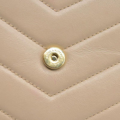 $1990 2021 SAINT LAURENT Calfskin Y Quilted Monogram Toy Loulou Crossbody Bag Beige