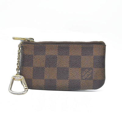 $345 Louis Vuitton Damier Pochette Cles Wallet Coin Purse Brown CA4101