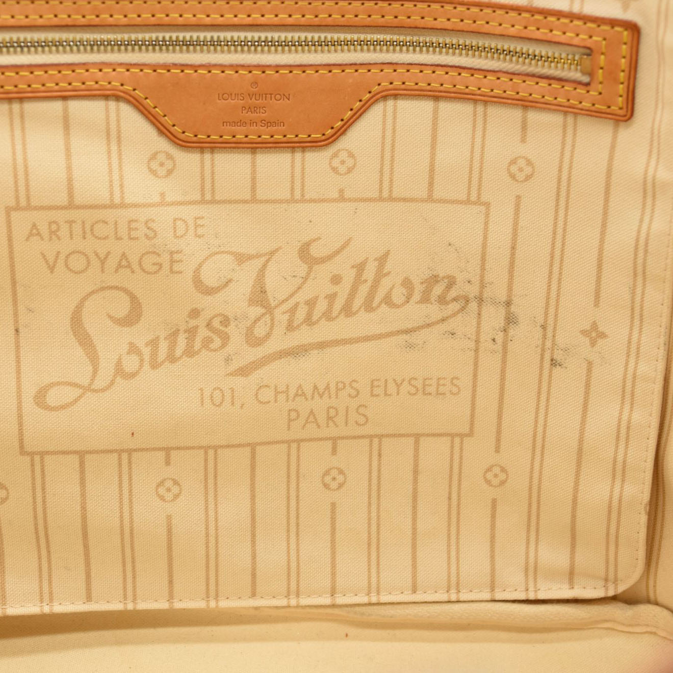 LOUIS VUITTON Neverfull MM Damier Tote Bag N51107 Azur Damier Canvas