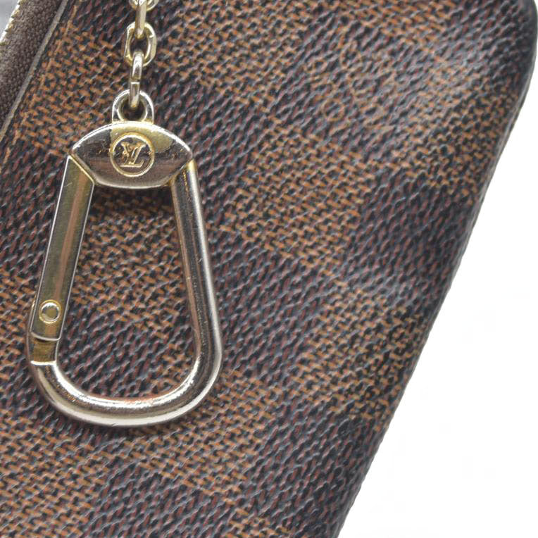 $345 Louis Vuitton Damier Pochette Cles Wallet Coin Purse Brown CA4101