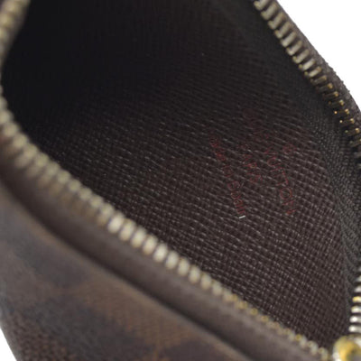 $345 Louis Vuitton Damier Pochette Cles Wallet Coin Purse Brown CA4101