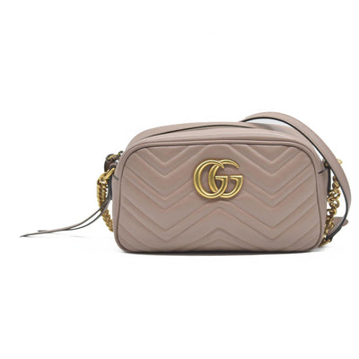 $1950 Gucci  Calfskin Matelasse Small GG Marmont Chain Shoulder Bag Beige