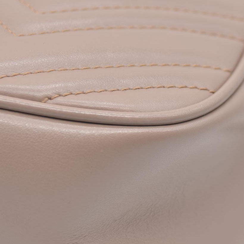 $1950 Gucci  Calfskin Matelasse Small GG Marmont Chain Shoulder Bag Beige