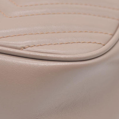 $1950 Gucci  Calfskin Matelasse Small GG Marmont Chain Shoulder Bag Beige