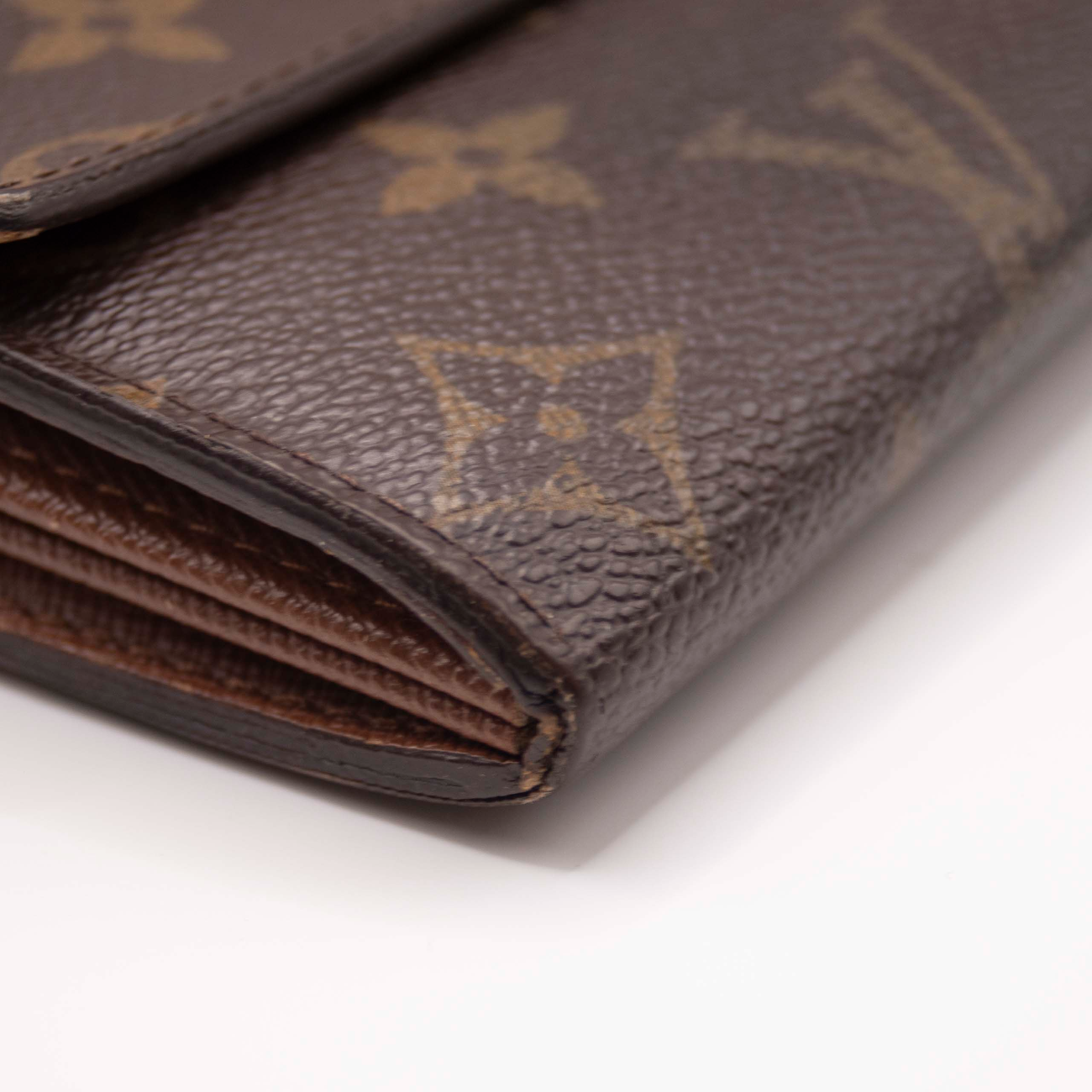 $775 2008 Louis Vuitton Monogram Portefeiulle Sarah Long Bifold Wallet Brown CA0068