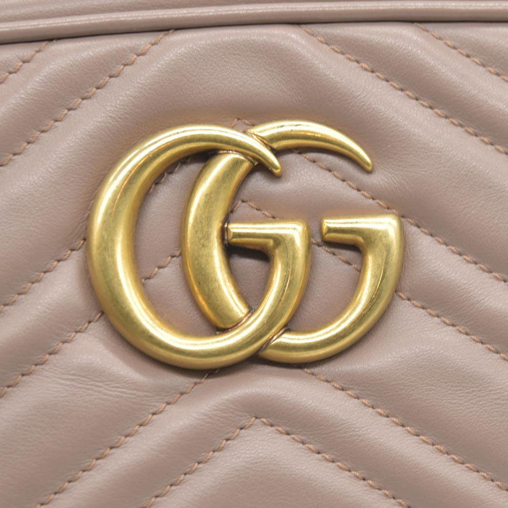 $1950 Gucci  Calfskin Matelasse Small GG Marmont Chain Shoulder Bag Beige