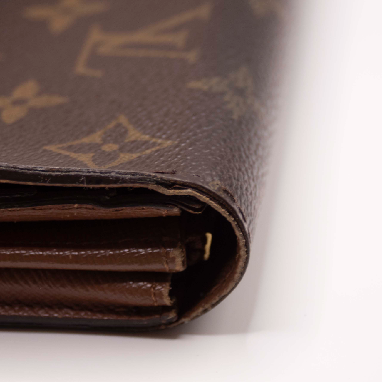 $775 2008 Louis Vuitton Monogram Portefeiulle Sarah Long Bifold Wallet Brown CA0068