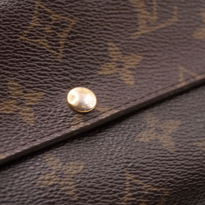 $775 2008 Louis Vuitton Monogram Portefeiulle Sarah Long Bifold Wallet Brown CA0068