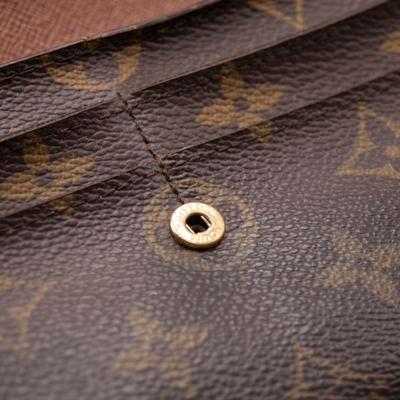 $775 2008 Louis Vuitton Monogram Portefeiulle Sarah Long Bifold Wallet Brown CA0068