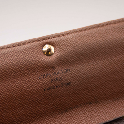 $775 2008 Louis Vuitton Monogram Portefeiulle Sarah Long Bifold Wallet Brown CA0068