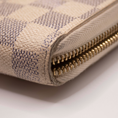 $960 2007 Louis Vuitton Damier Azur Zippy Zip Around Long Wallet White VI5007