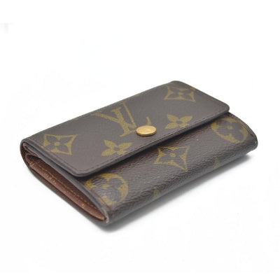 $345 Louis Vuitton Monogram Porte Monnaie Plat Coin Purse Wallet Brown MI0065