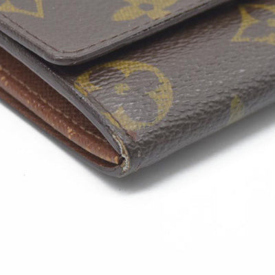 $345 Louis Vuitton Monogram Porte Monnaie Plat Coin Purse Wallet Brown MI0065