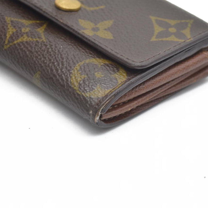 $345 Louis Vuitton Monogram Porte Monnaie Plat Coin Purse Wallet Brown MI0065