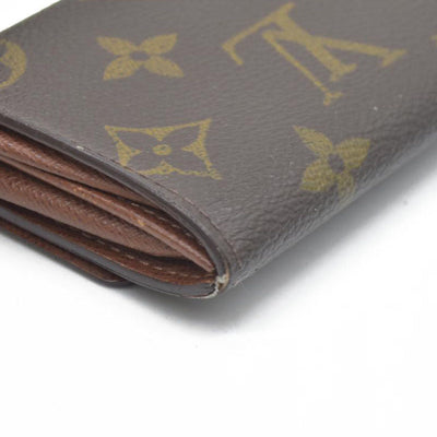 $345 Louis Vuitton Monogram Porte Monnaie Plat Coin Purse Wallet Brown MI0065
