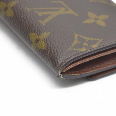 $345 Louis Vuitton Monogram Porte Monnaie Plat Coin Purse Wallet Brown MI0065