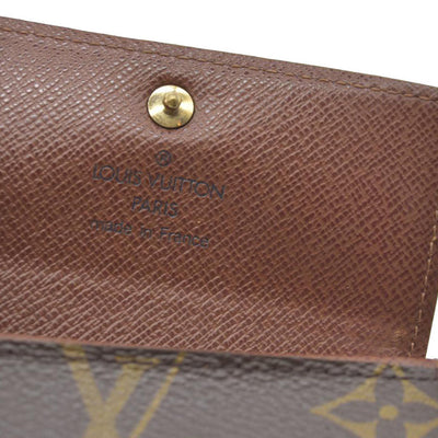 $345 Louis Vuitton Monogram Porte Monnaie Plat Coin Purse Wallet Brown MI0065