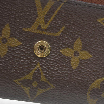 $345 Louis Vuitton Monogram Porte Monnaie Plat Coin Purse Wallet Brown MI0065