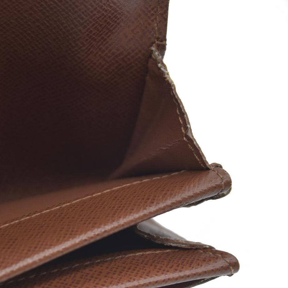 $345 Louis Vuitton Monogram Porte Monnaie Plat Coin Purse Wallet Brown MI0065