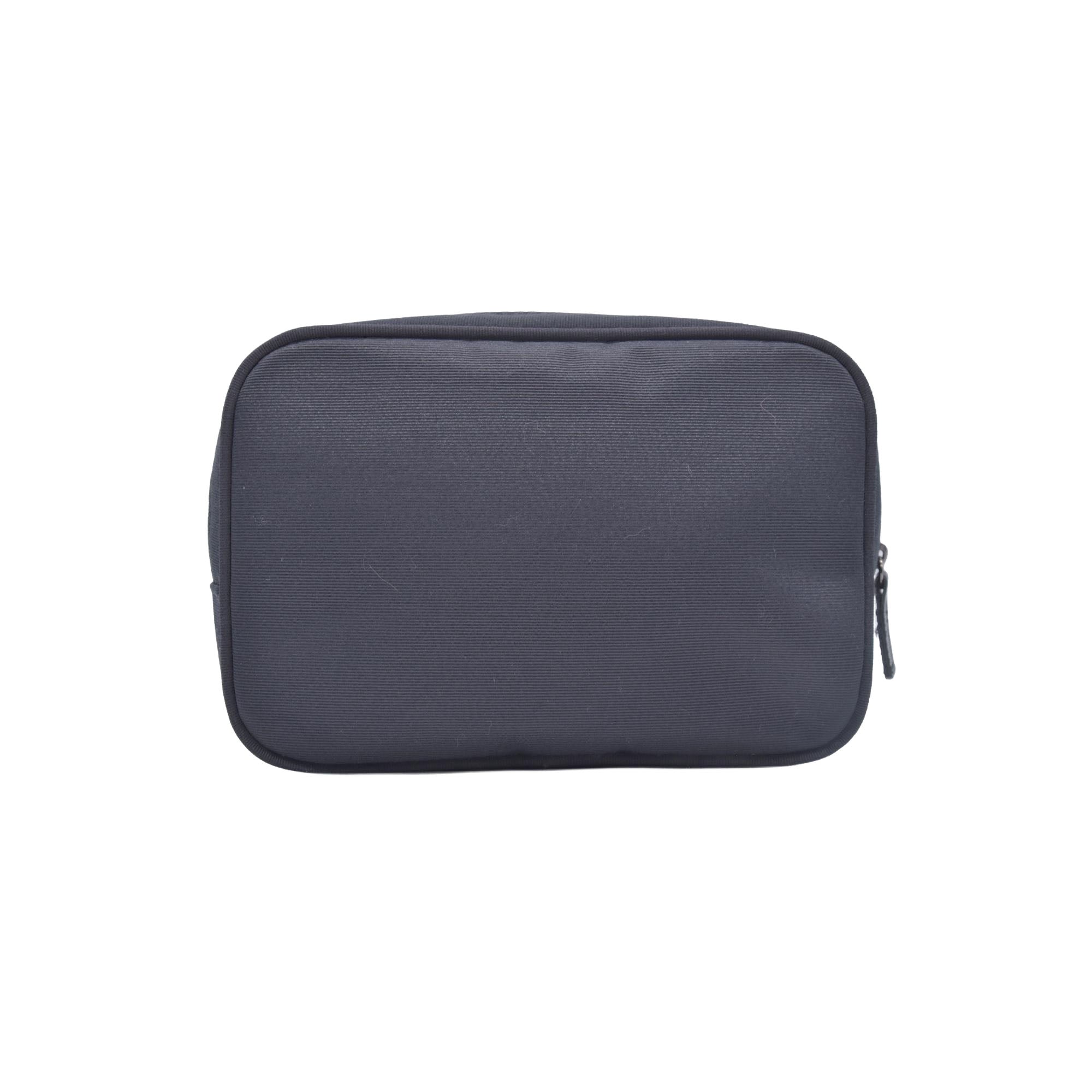 $380 BURBERRY Canvas Plaid Trim Flap Pocket Cosmetic Case Black CONSIGNMENT 10021231