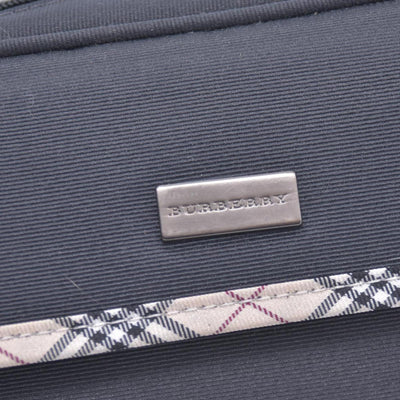 $380 BURBERRY Canvas Plaid Trim Flap Pocket Cosmetic Case Black CONSIGNMENT 10021231