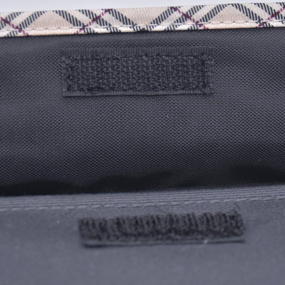 $380 BURBERRY Canvas Plaid Trim Flap Pocket Cosmetic Case Black CONSIGNMENT 10021231