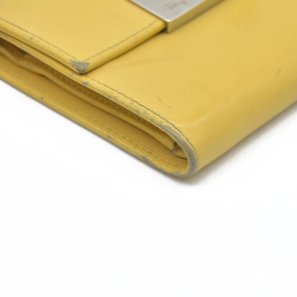 Salvatore Ferragamo Gancini Leather Trifold Wallet Yellow